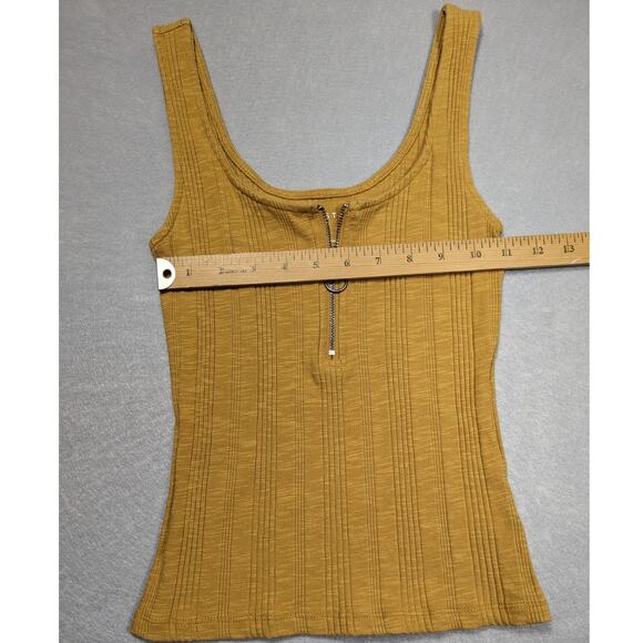 Aeropostale Tank Women's Small Tan Gold Ribbed Zip Clean Girl baby tee - Picture 3 of 10